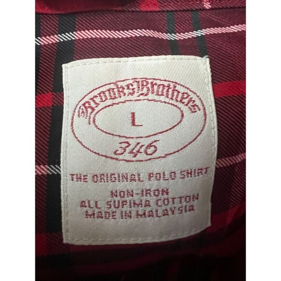 Brooks Brothers 346 supima cotton plaid button down shirt large office  holiday - Picture 2 of 5